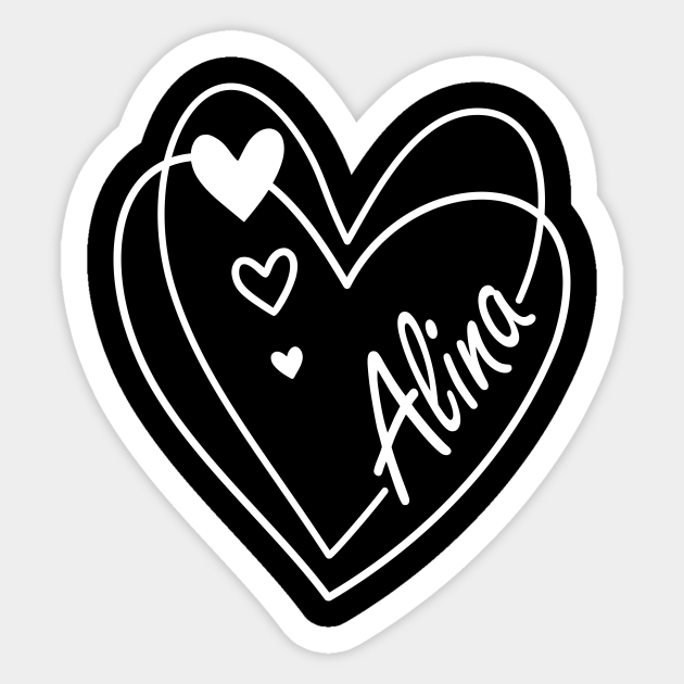 Alina Name Cute Heart Drawing Alina Name Sticker TeePublic